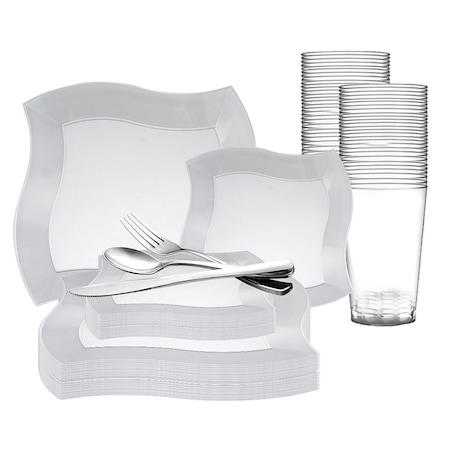 Smarty Had A Party White Wave Plastic Wedding Value Set, 360PK 7900VS60